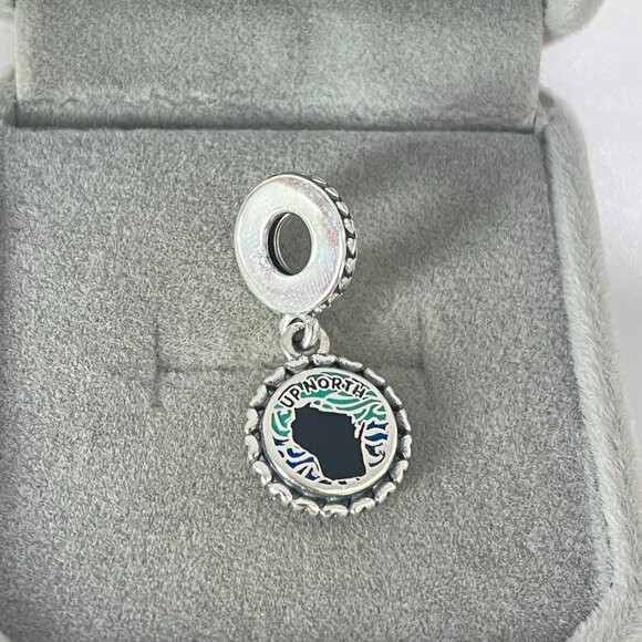 Michigan Genuine PANDORA Up North WJ Silver Dangle Charm - Picture 3 of 4